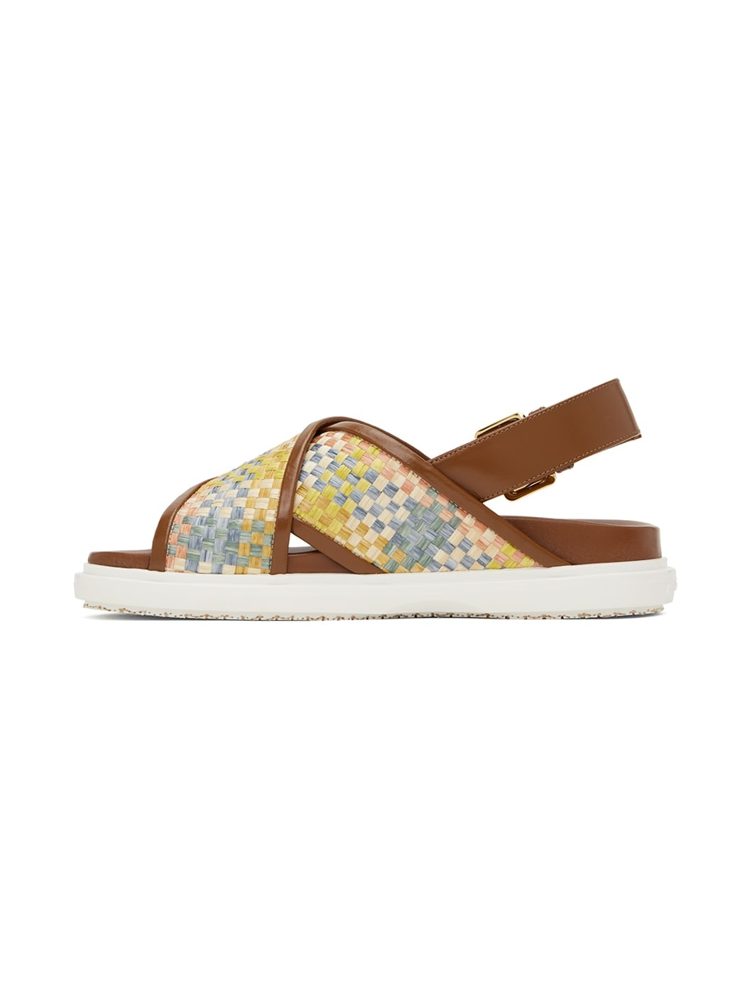 Brown Leather Fussbett Raffia-Effect Sandals - 3