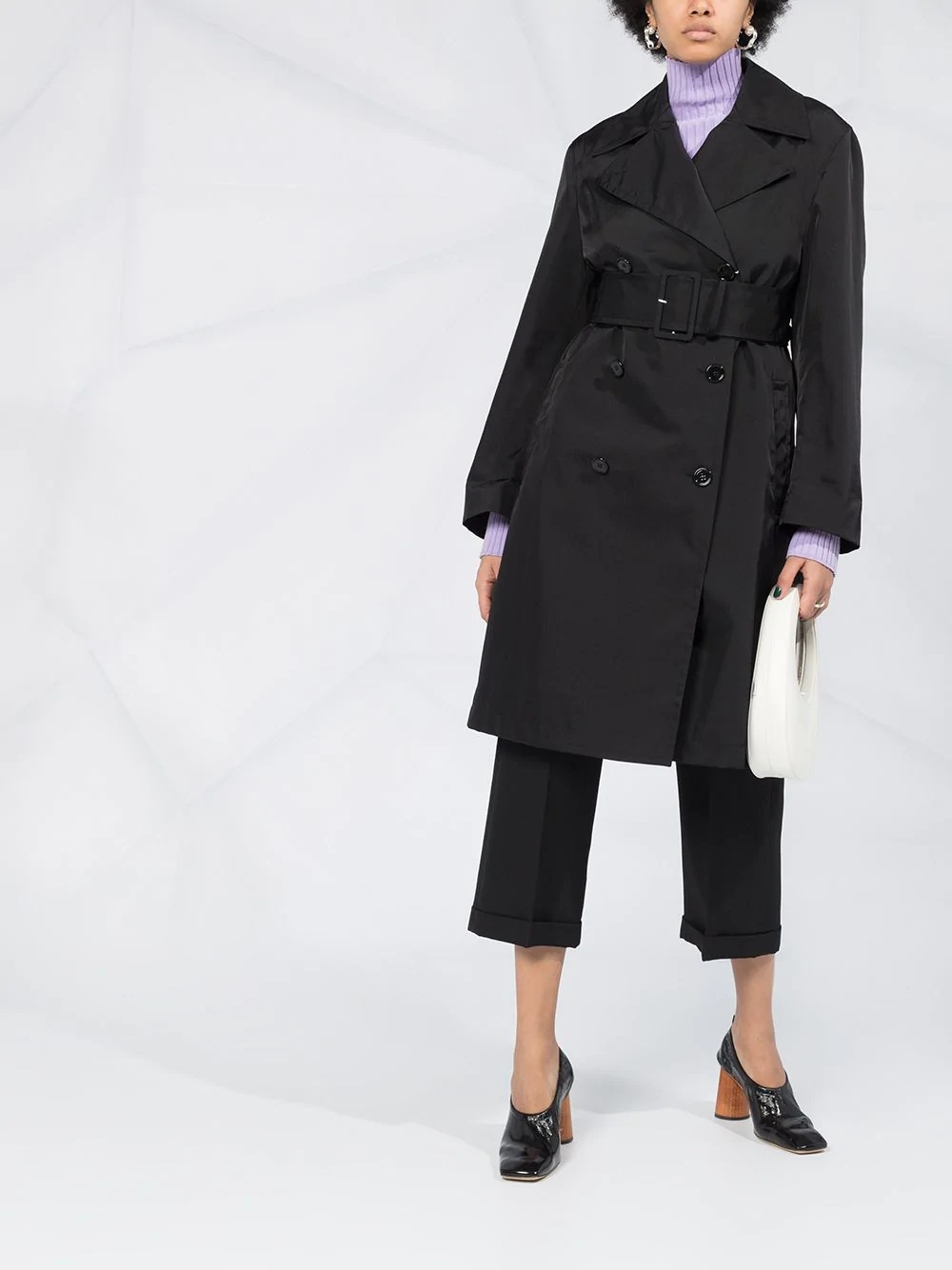 double-breasted belted trench coat - 2