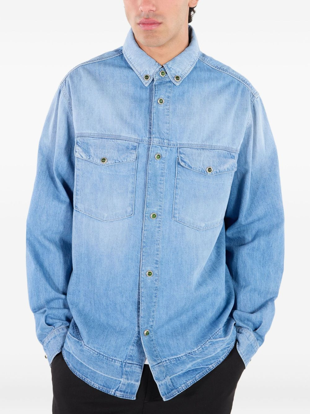 stud-button denim shirt - 3