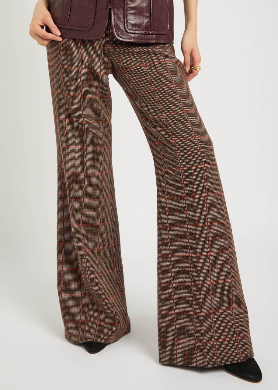 Chloe Checked Flared Wool Trousers - 5