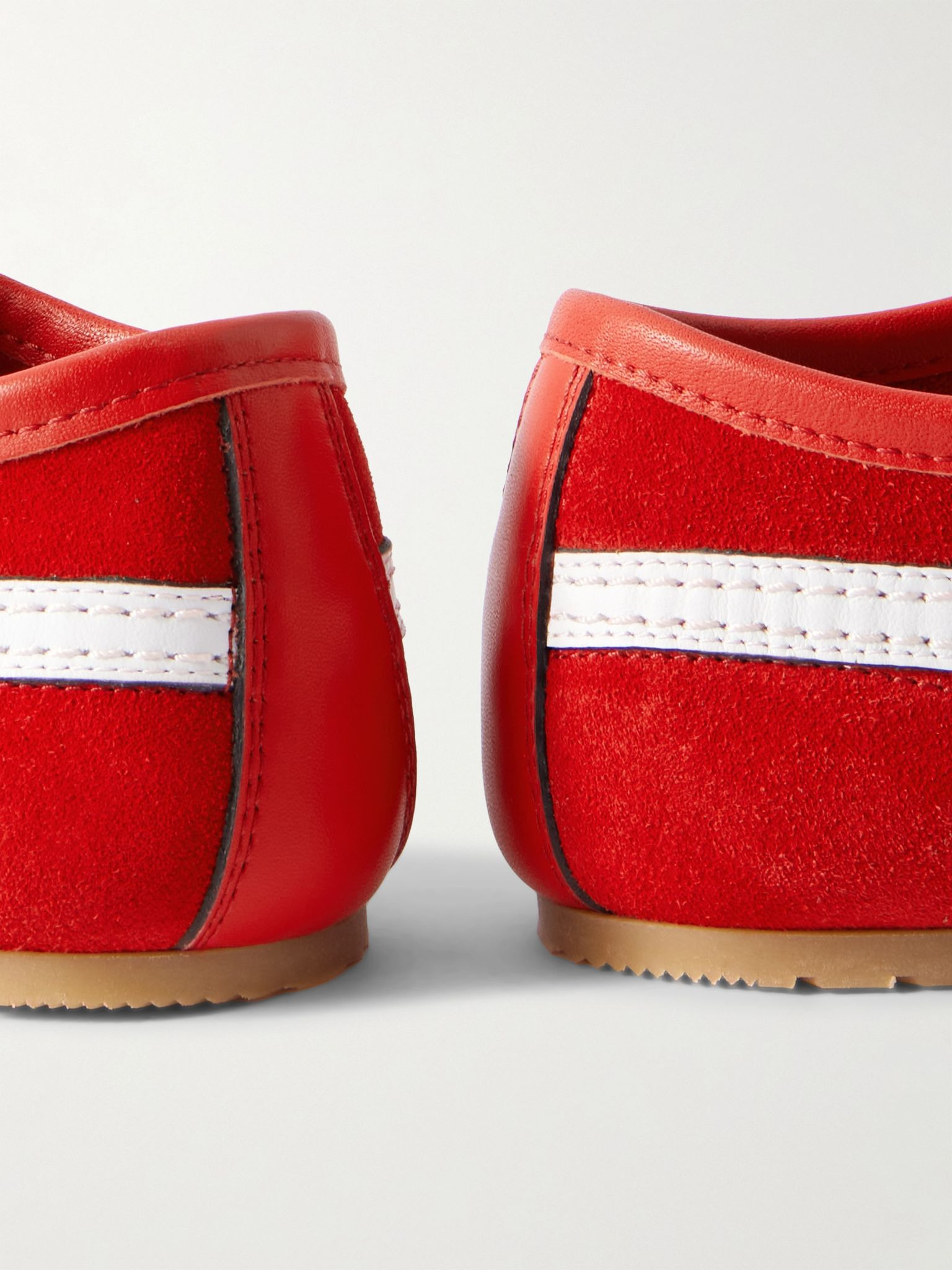 Leather-Trimmed Suede Sneakers Red - 5