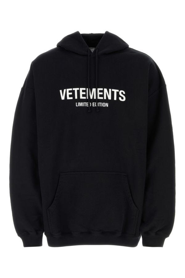 パーカー・フーディ VETEMENTS Black cotton blend oversize sweatshirt VETEMENTS Black cotton blend oversize sweatshirt