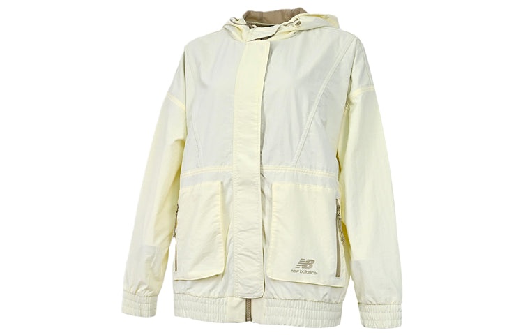 (WMNS) New Balance Living Series Athleisure Casual Sports Hooded Woven Jacket Creamy White AWJ21314- - 3