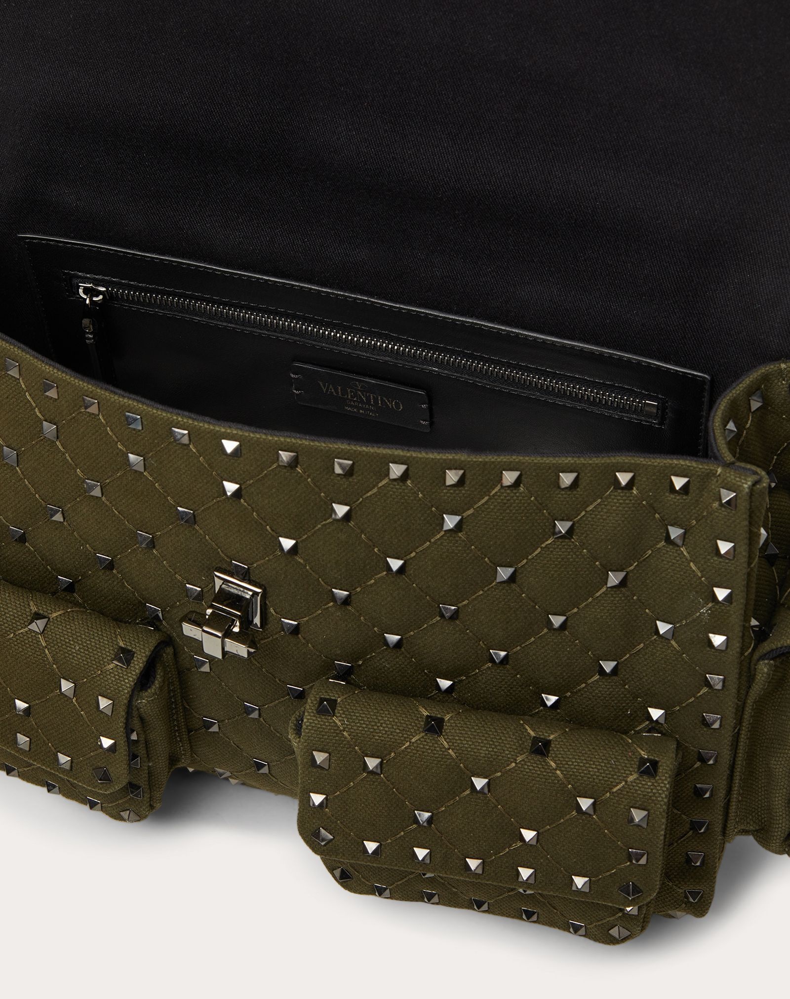 Rockstud Spike Canvas Bag with Pockets - 4