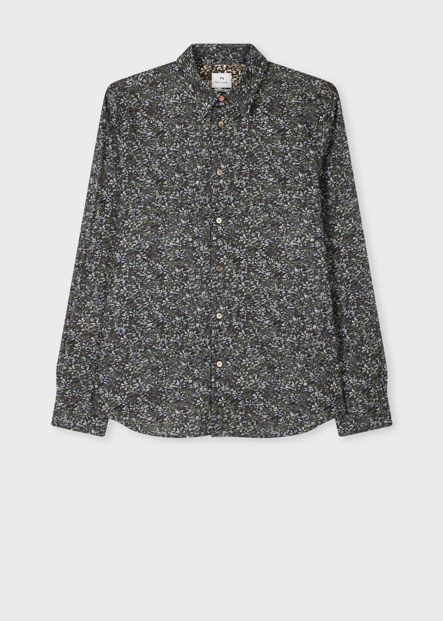Tailored-Fit Navy 'Textured Floral' Print Shirt - 1