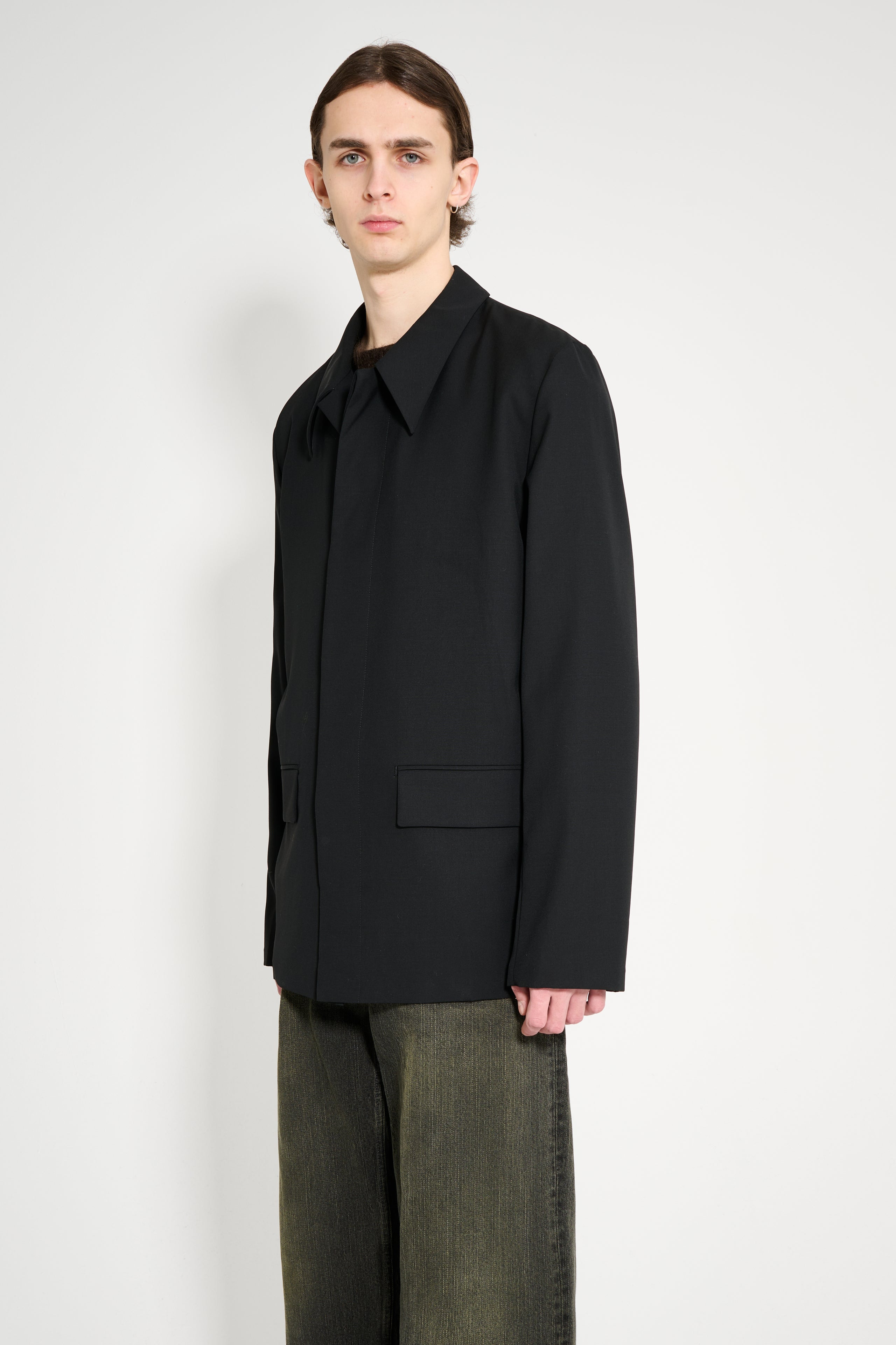RIER POPELINE WOOL JACKET BLACK - 2