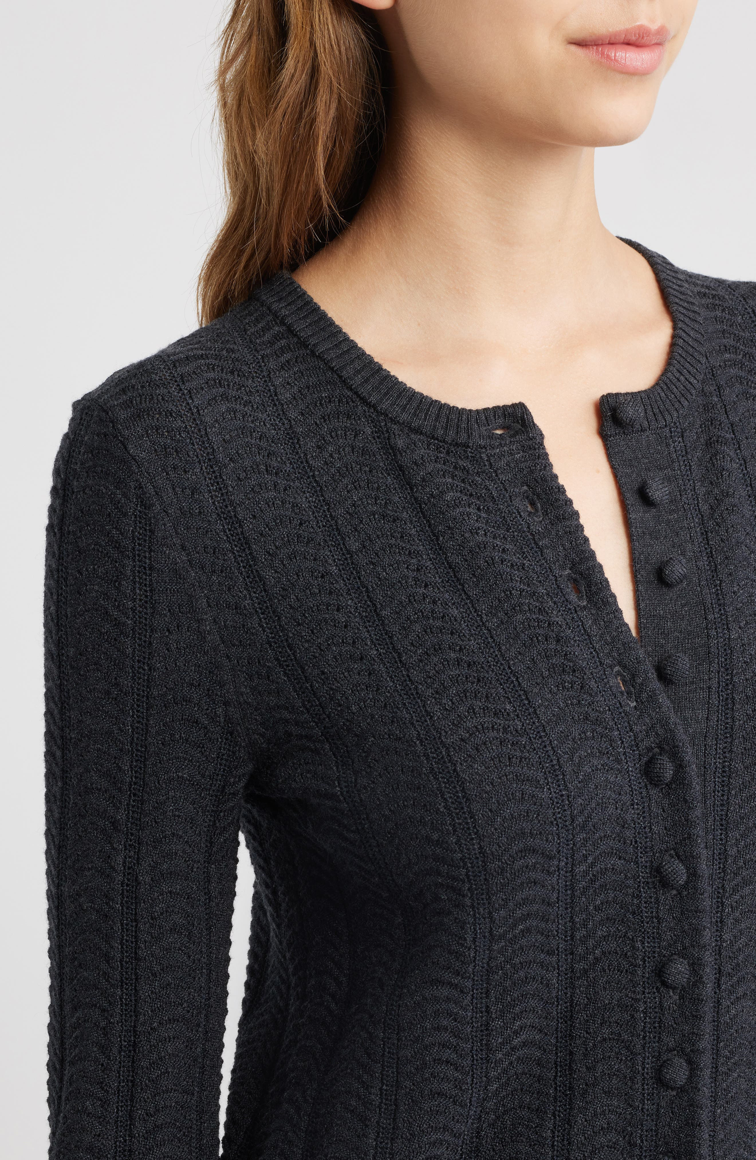 rag & bone Francesca Wool Blend Cardigan in Charcoal at Nordstrom - 4