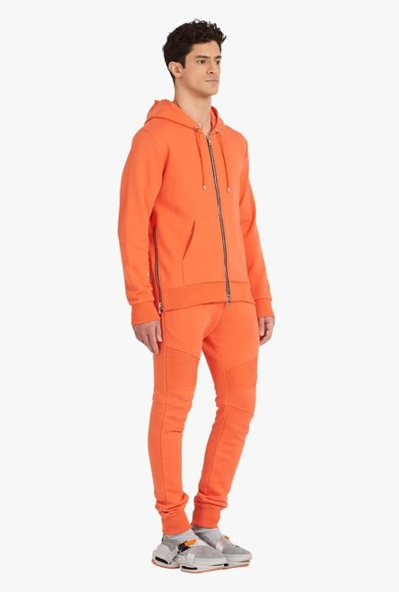 Orange cotton sweatshirt with black Balmain logo 7
