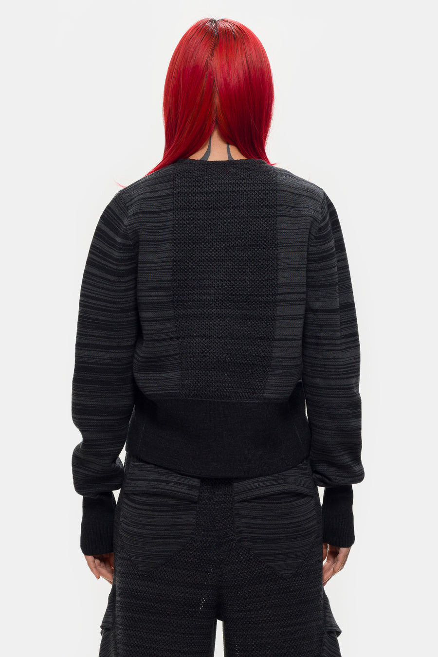 Téla Knit Cardigan in Dark Smokey Grey/Black - 3
