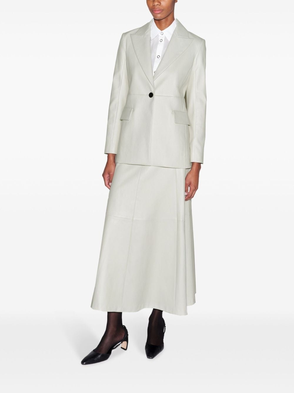 peak-lapel leather blazer - 2