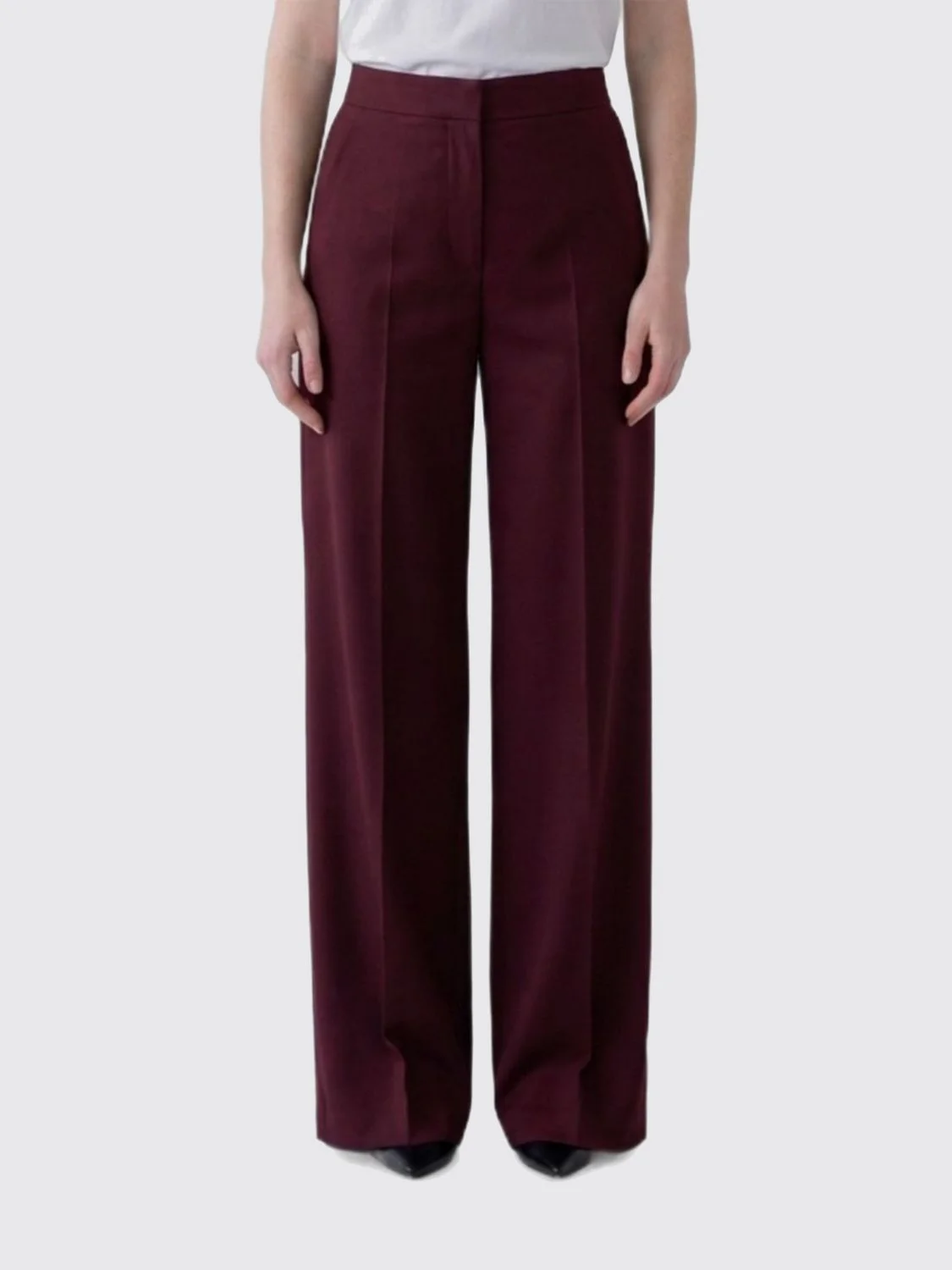 Max Mara Women Max Mara High-Waisted Flared Cri�Pe Trousers With Slash Pockets - 1