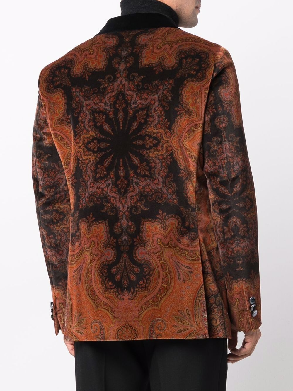 paisley-print velvet blazer - 4