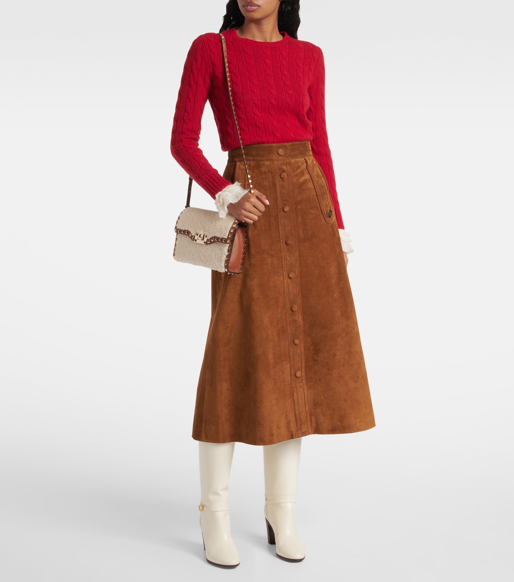 Rockstud Small shearling shoulder bag - 5