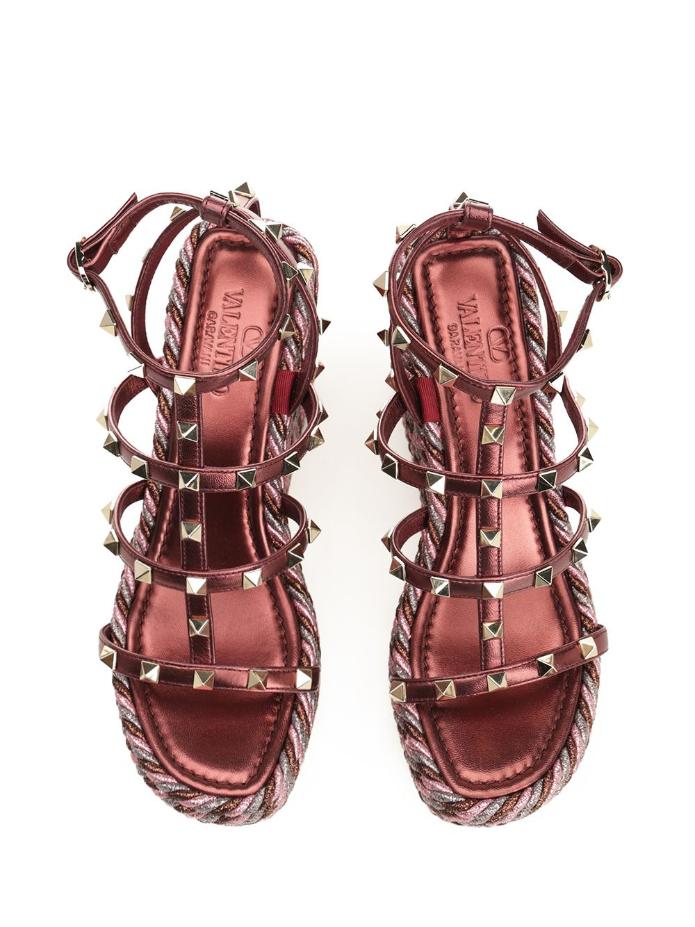 Metallic Calfskin Wedge Sandals Violet - 5