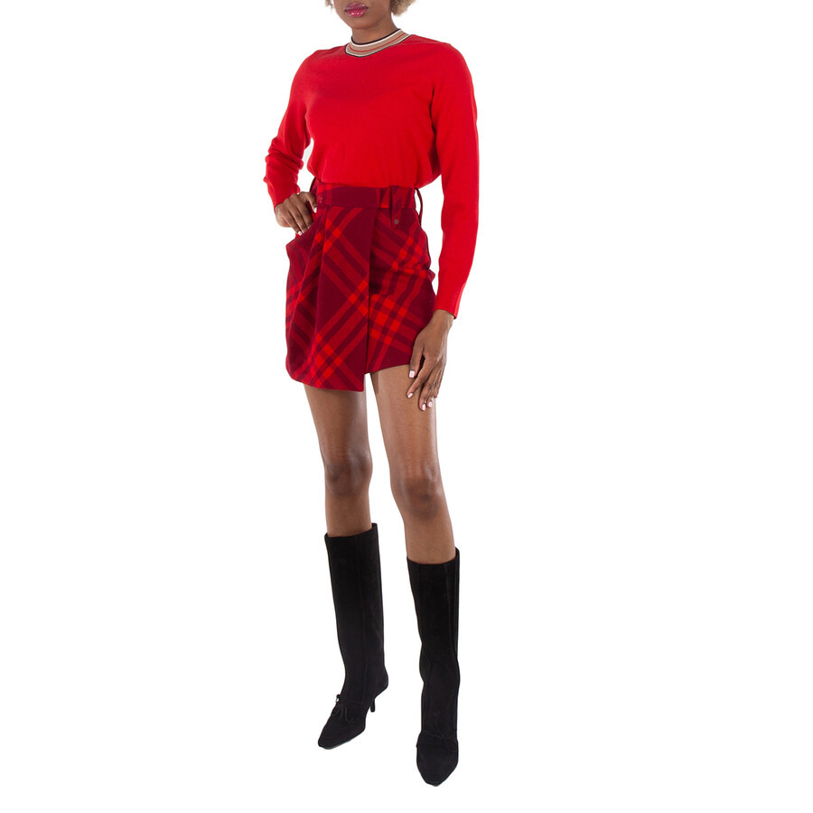 Burberry Check Pleated Wool Mini Skirt - 6