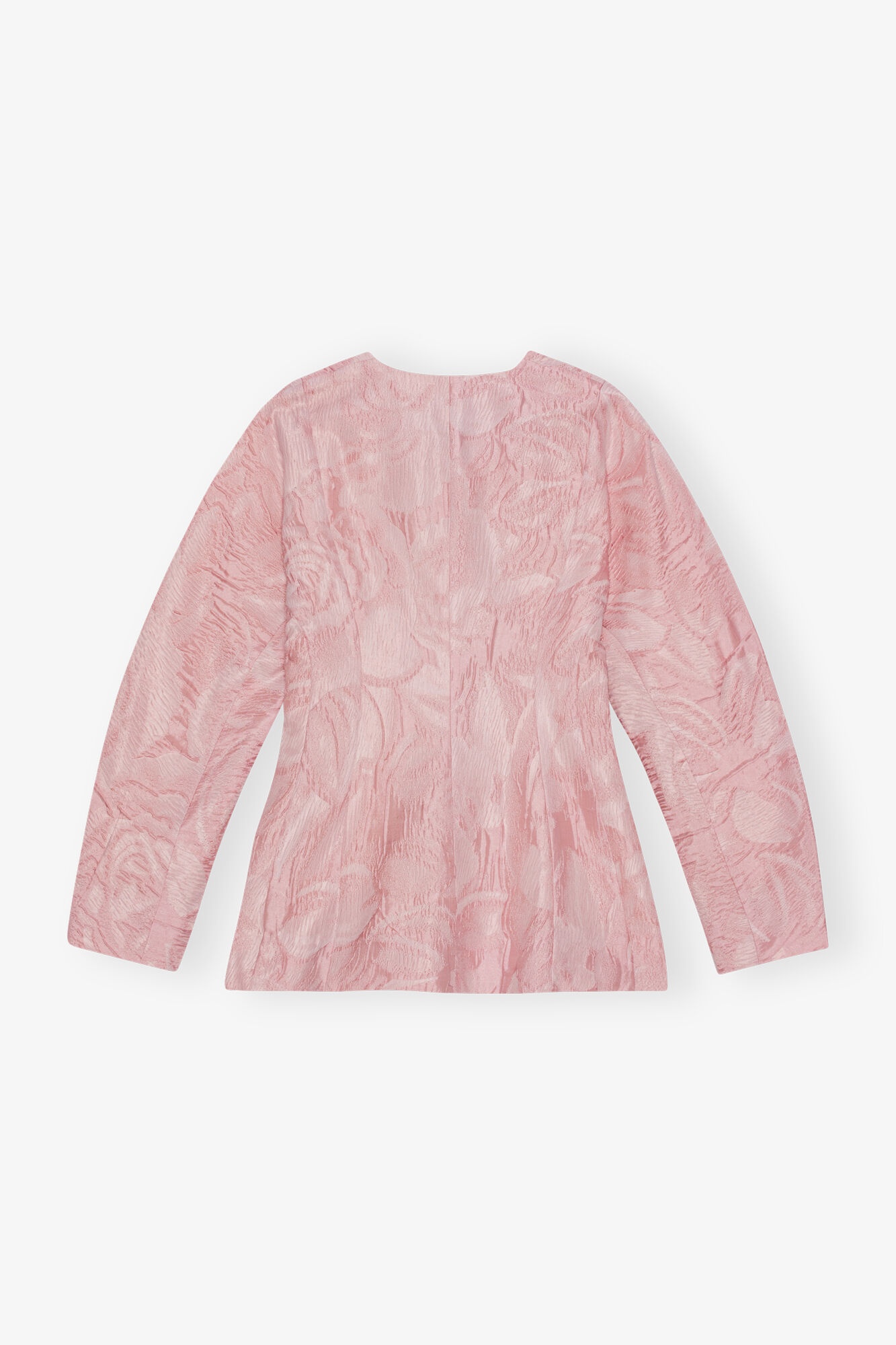 PINK TEXTURED CLOQUÉ CURVE SLEEVE BLAZER - 7