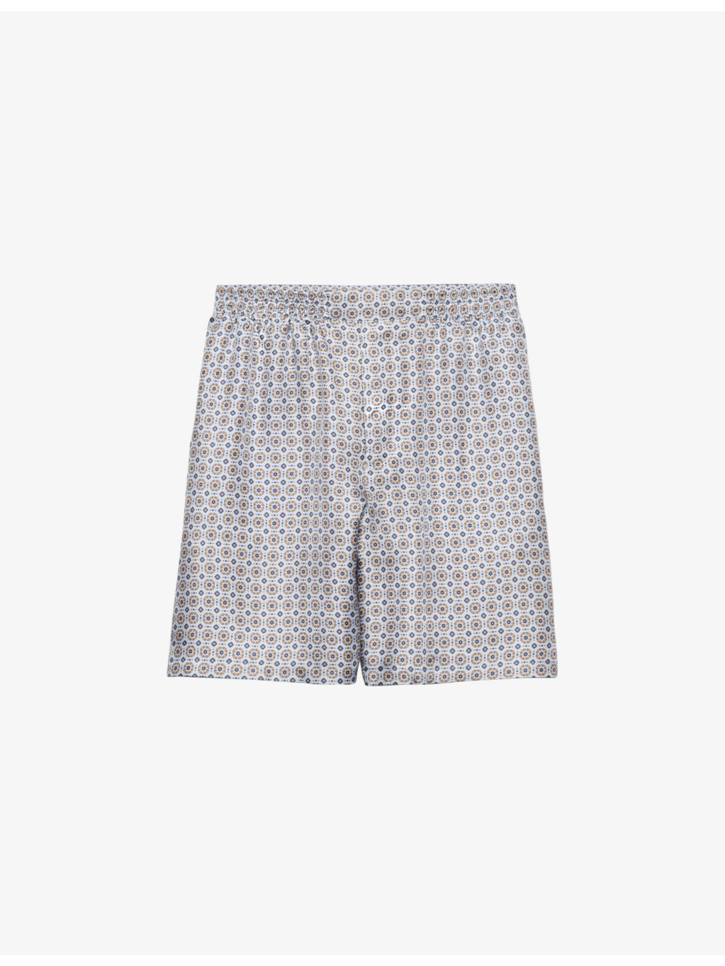 Geometric floral-print elasticated-waist silk shorts - 1