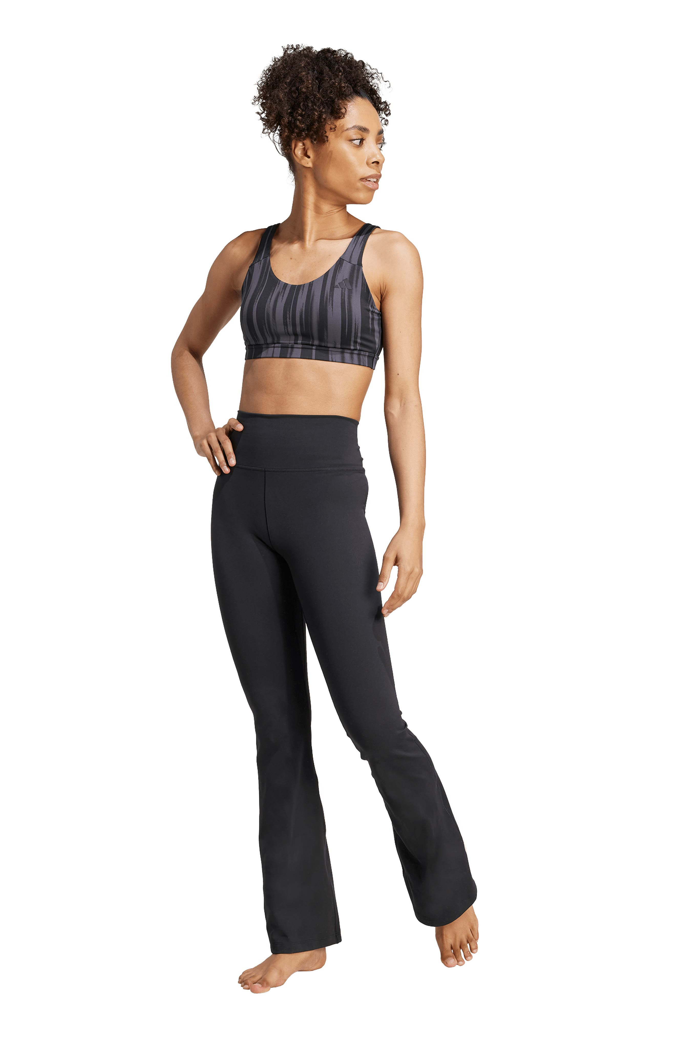 adidas All Me Flare Leggings in Black/Black at Nordstrom - 7