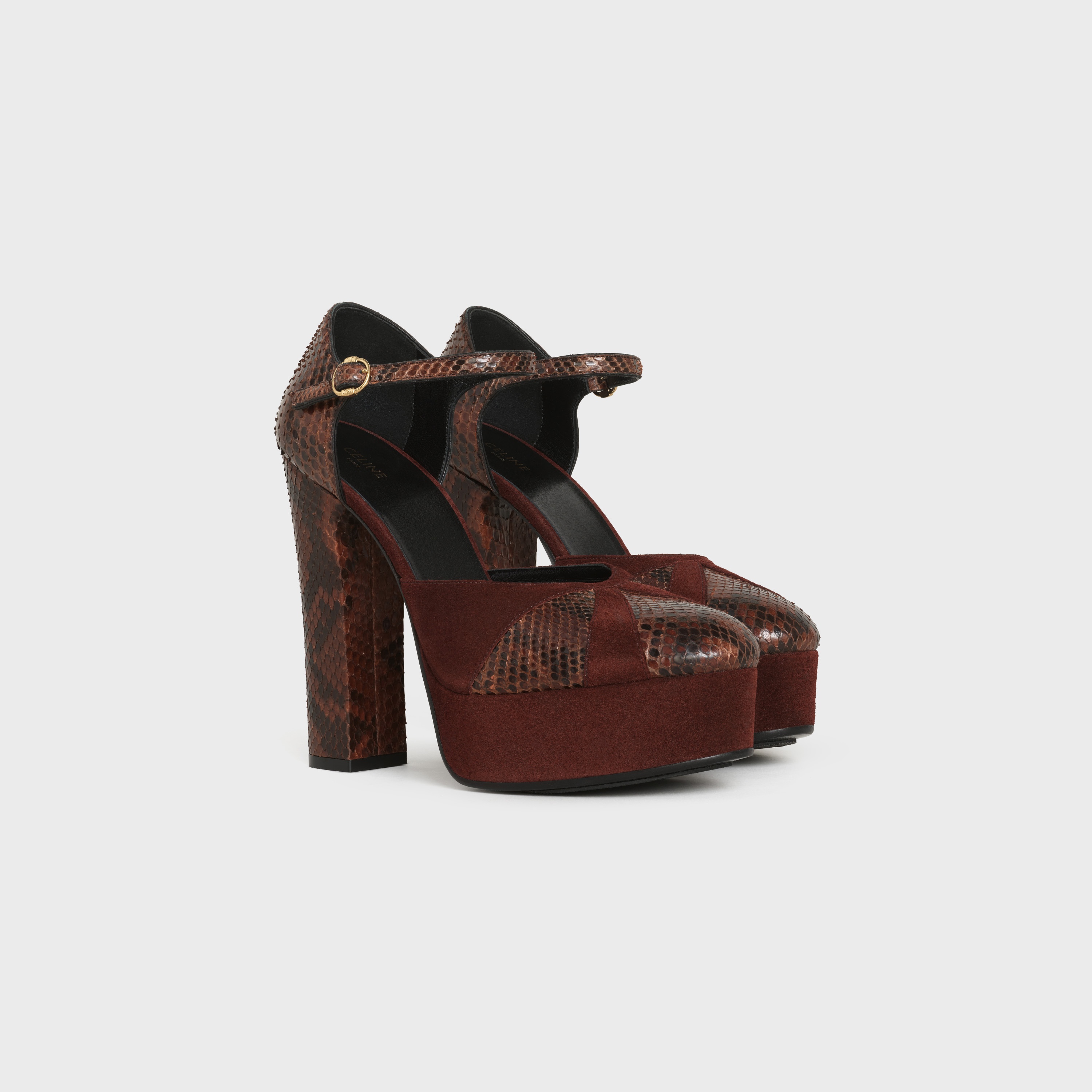 CELINE MELODY MARY JANE PUMP  IN  PYTHON & SUEDE CALFSKIN - 2