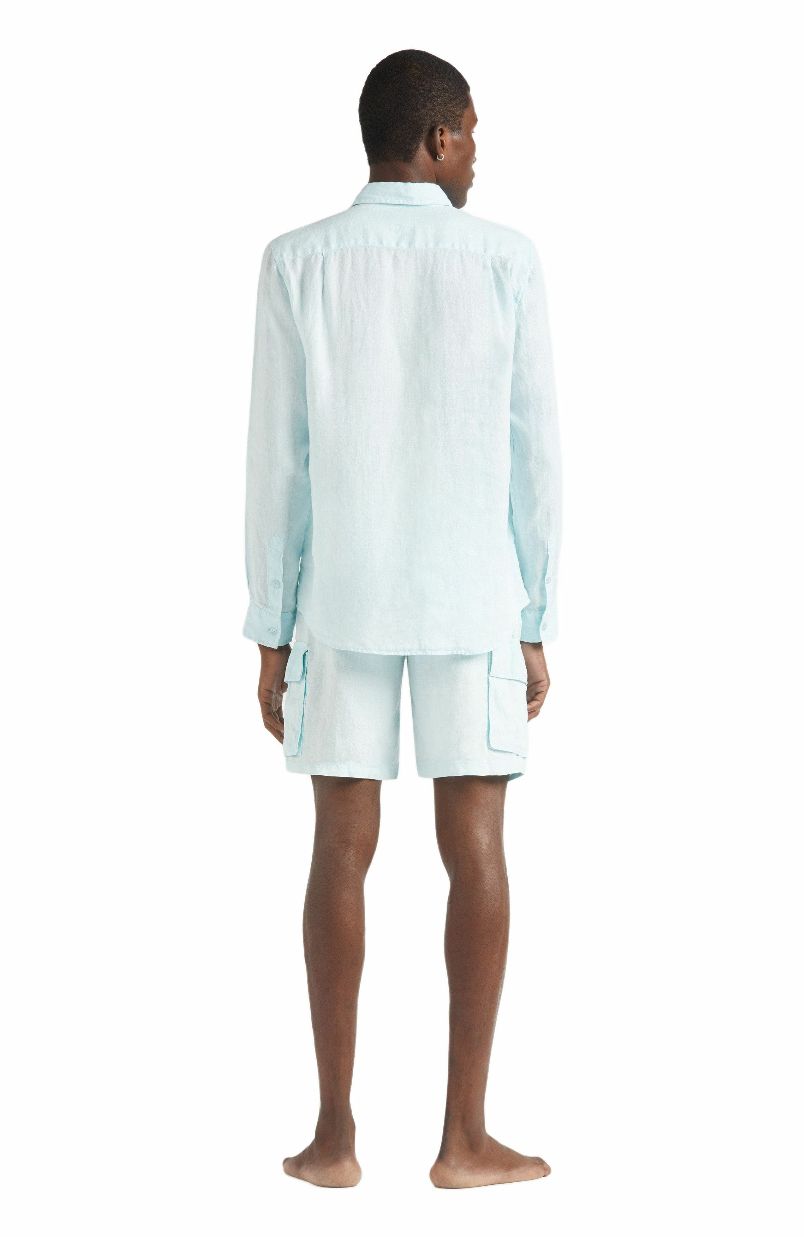 Vilebrequin Men's Natural Dye Linen Shirt in Pacific at Nordstrom - 4
