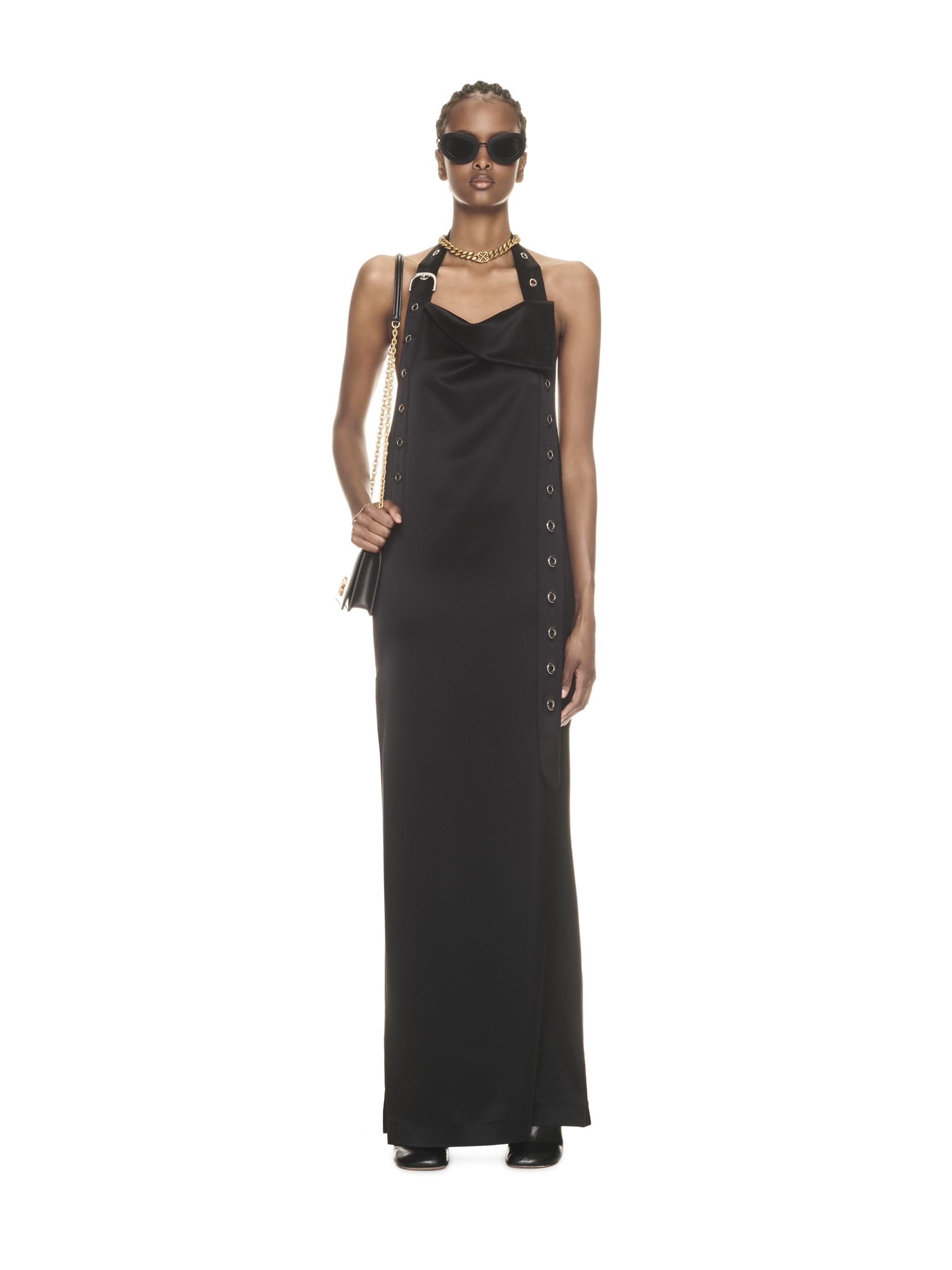 Satin Belt Long Dress - 2
