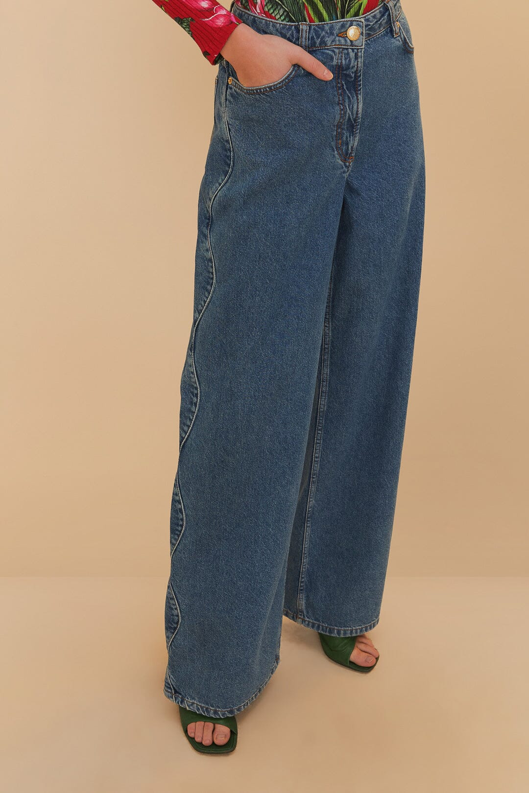 Denim High Waist Pants - 2