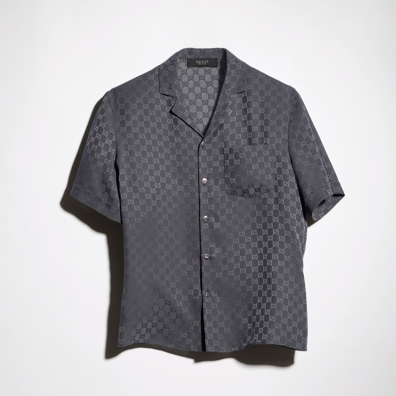 GG silk jacquard bowling shirt - 1
