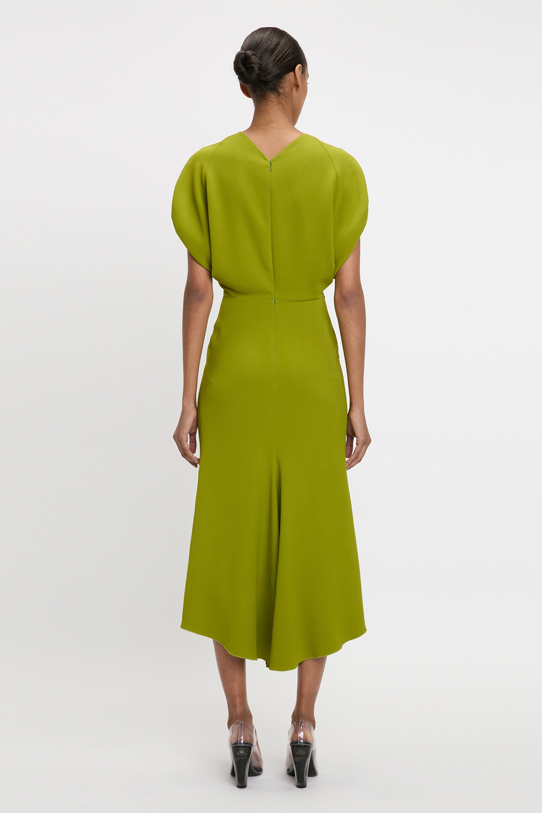 Blouson Detail Midi Dress In Parakeet - 5