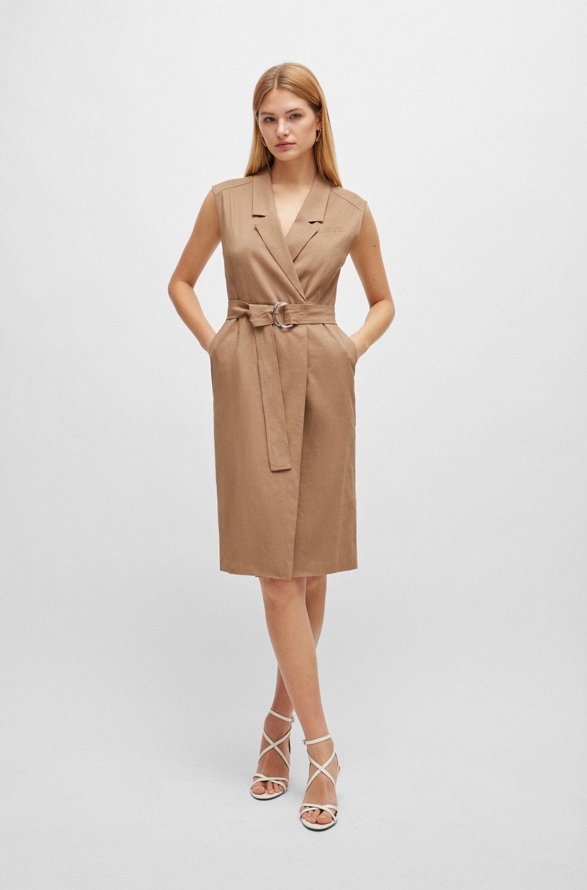 BELTED WRAP DRESS IN A LINEN BLEND - 2