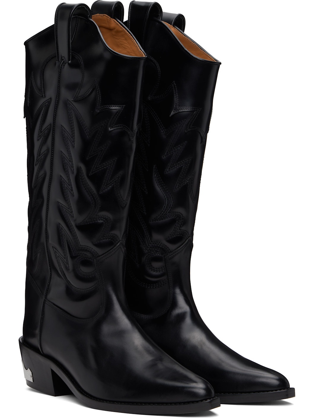 Black Leather Tall Boots - 4