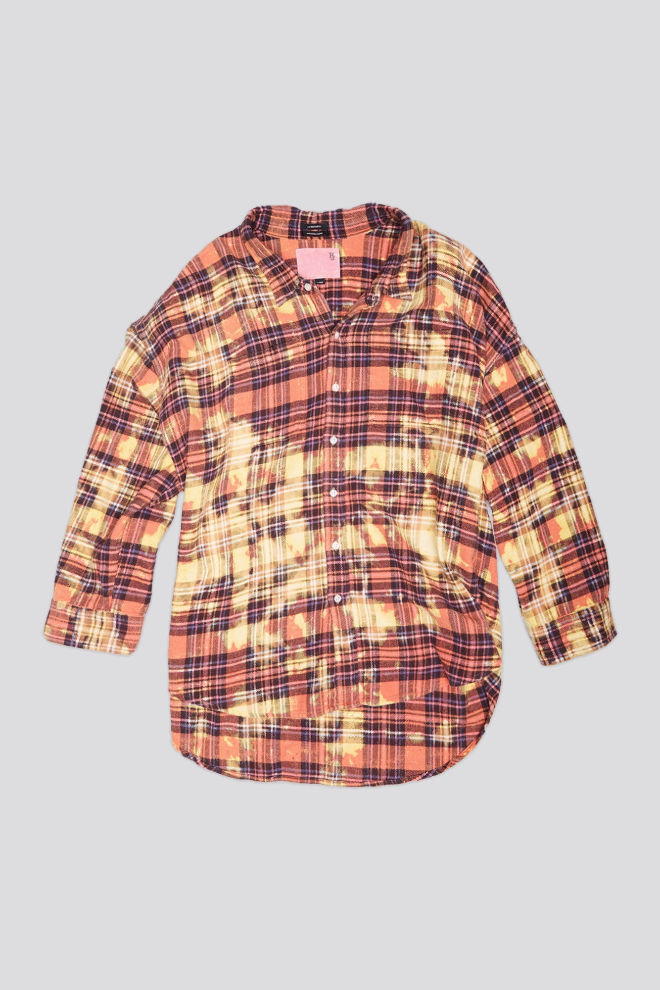 DROP NECK WORKSHIRT - OVERDYED PINK W/ IRREGULAR BLEACH PLAID - R13 - 1