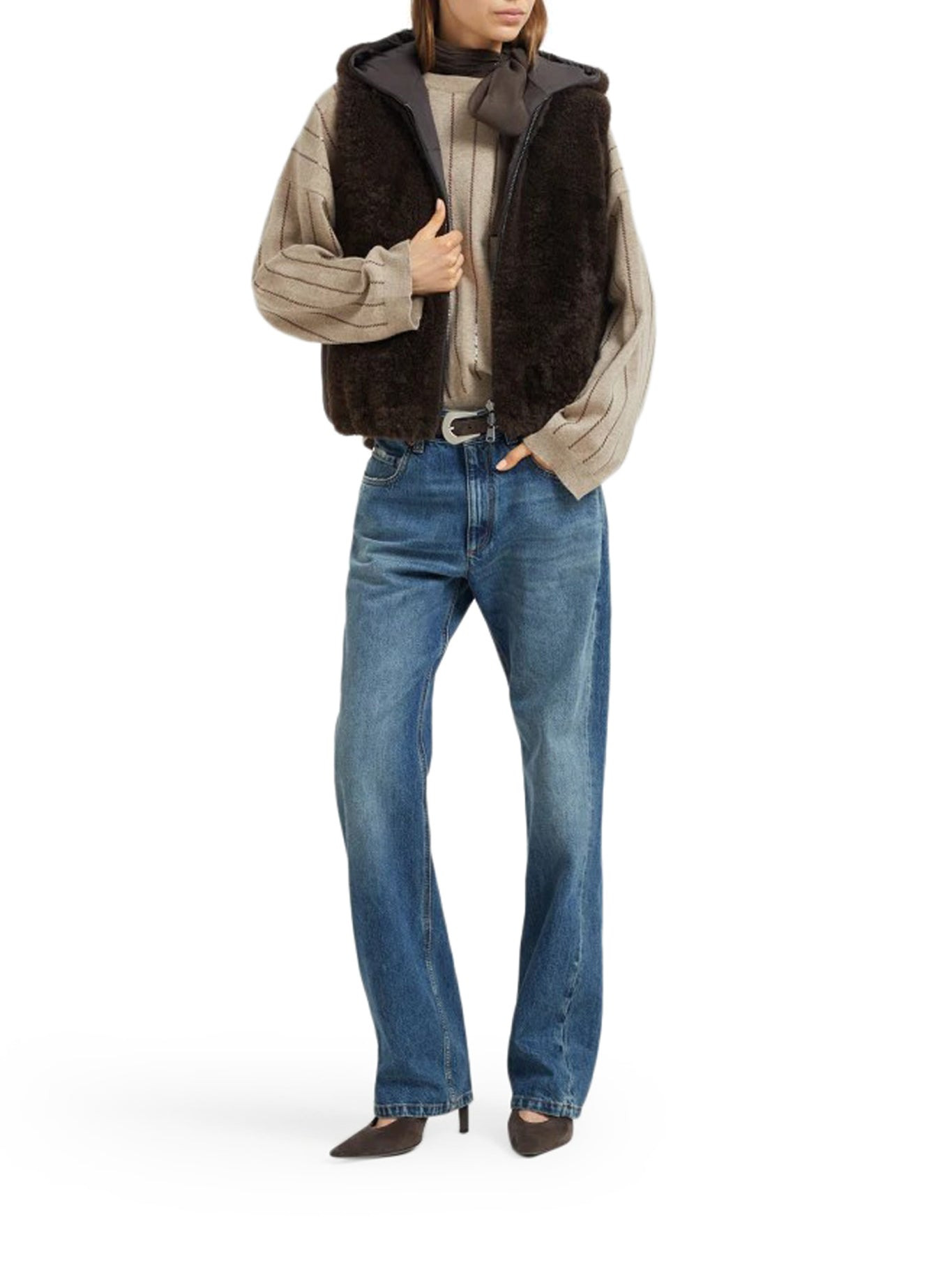 COLUMN PANTS IN AUTHENTIC DENIM WITH MONILE - 1