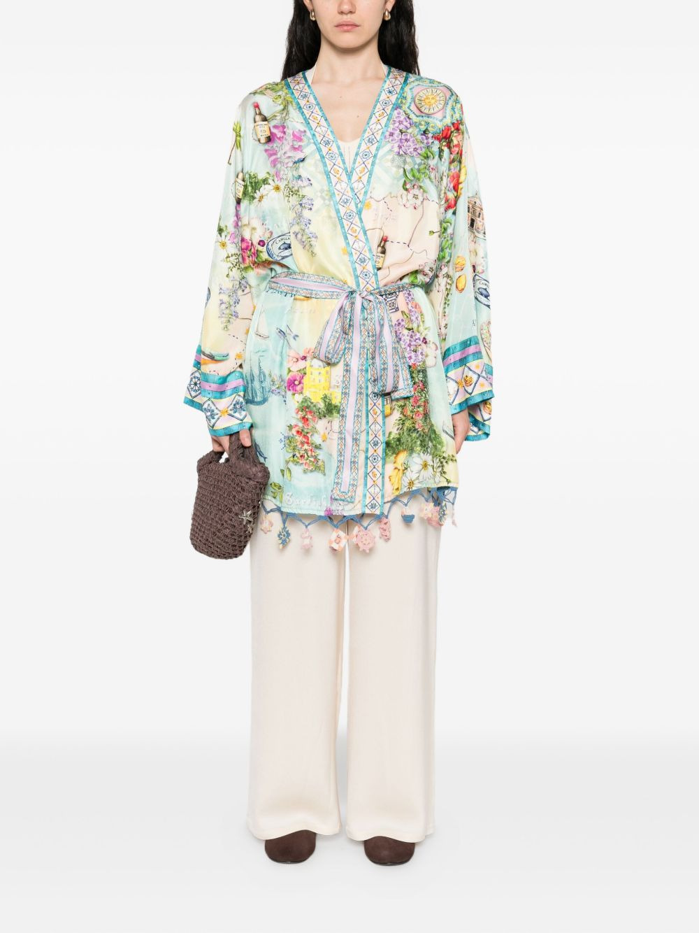 floral-print wrap cape - 2