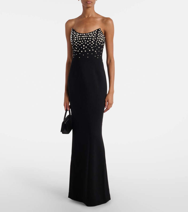 REBECCA VALLANCE Lynette embellished crêpe bustier gown outlook