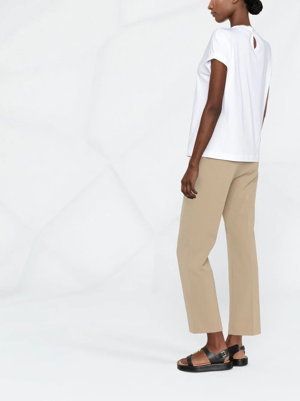 chain-trim round-neck T-shirt - 3