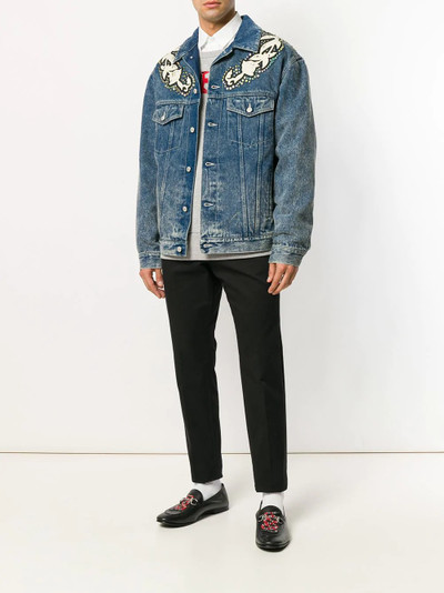 GUCCI Gucci Logo print denim jacket with floral appliqués outlook