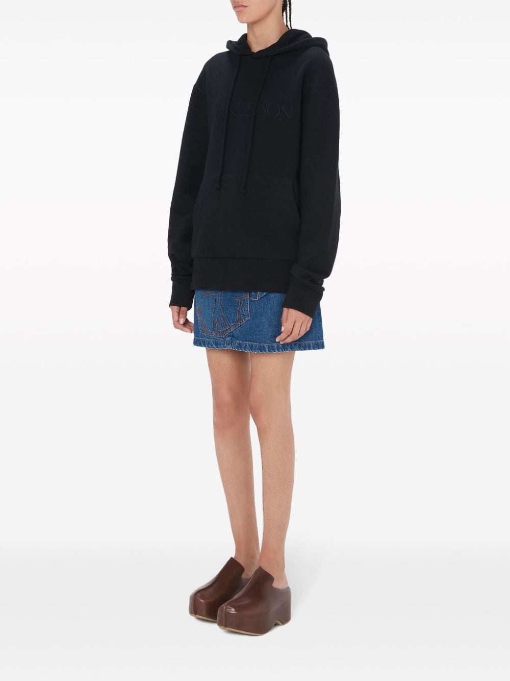 logo-embroidered cotton hoodie - 2