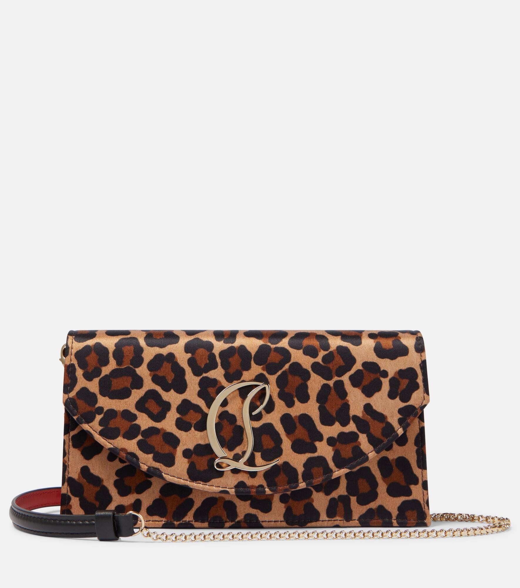 Loubi54 leopard-print satin clutch - 1