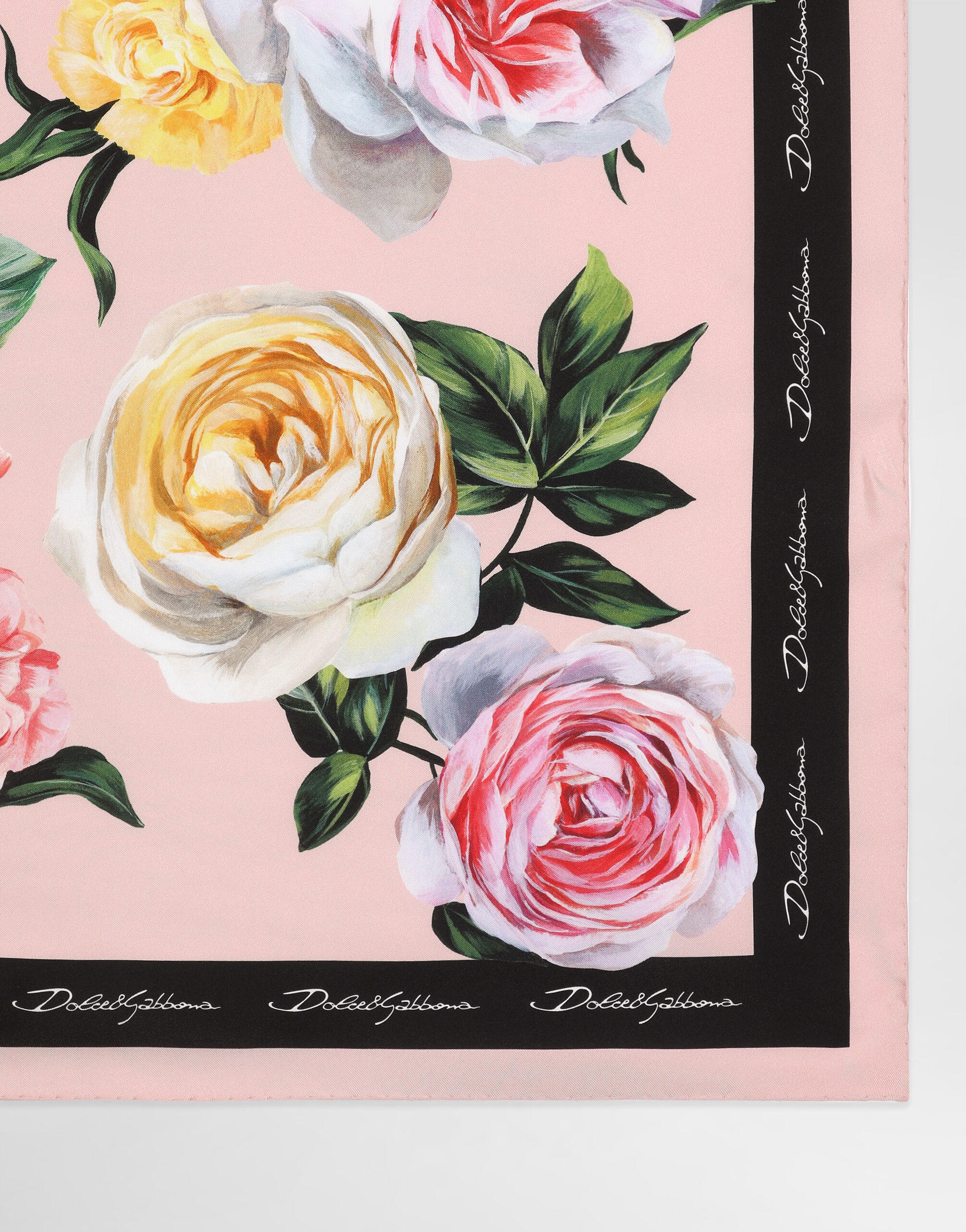 Rose and peony-print silk twill foulard (70x70) - 2