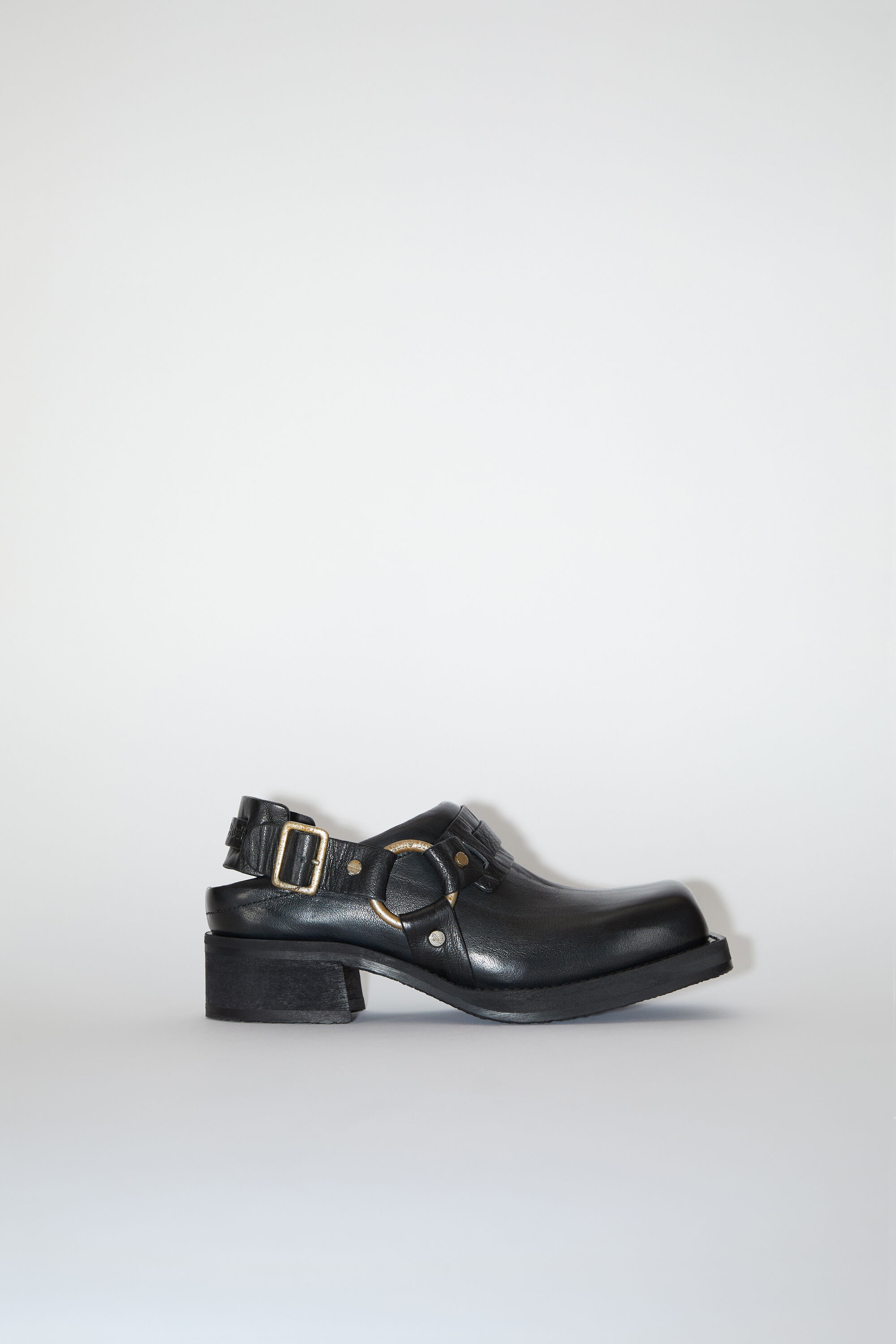 Leather buckle mule - Anthracite grey - 1