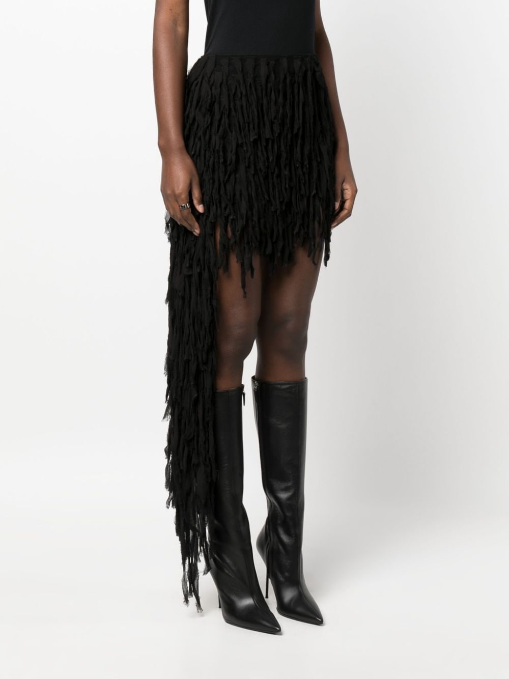 fringed asymmetric miniskirt - 3
