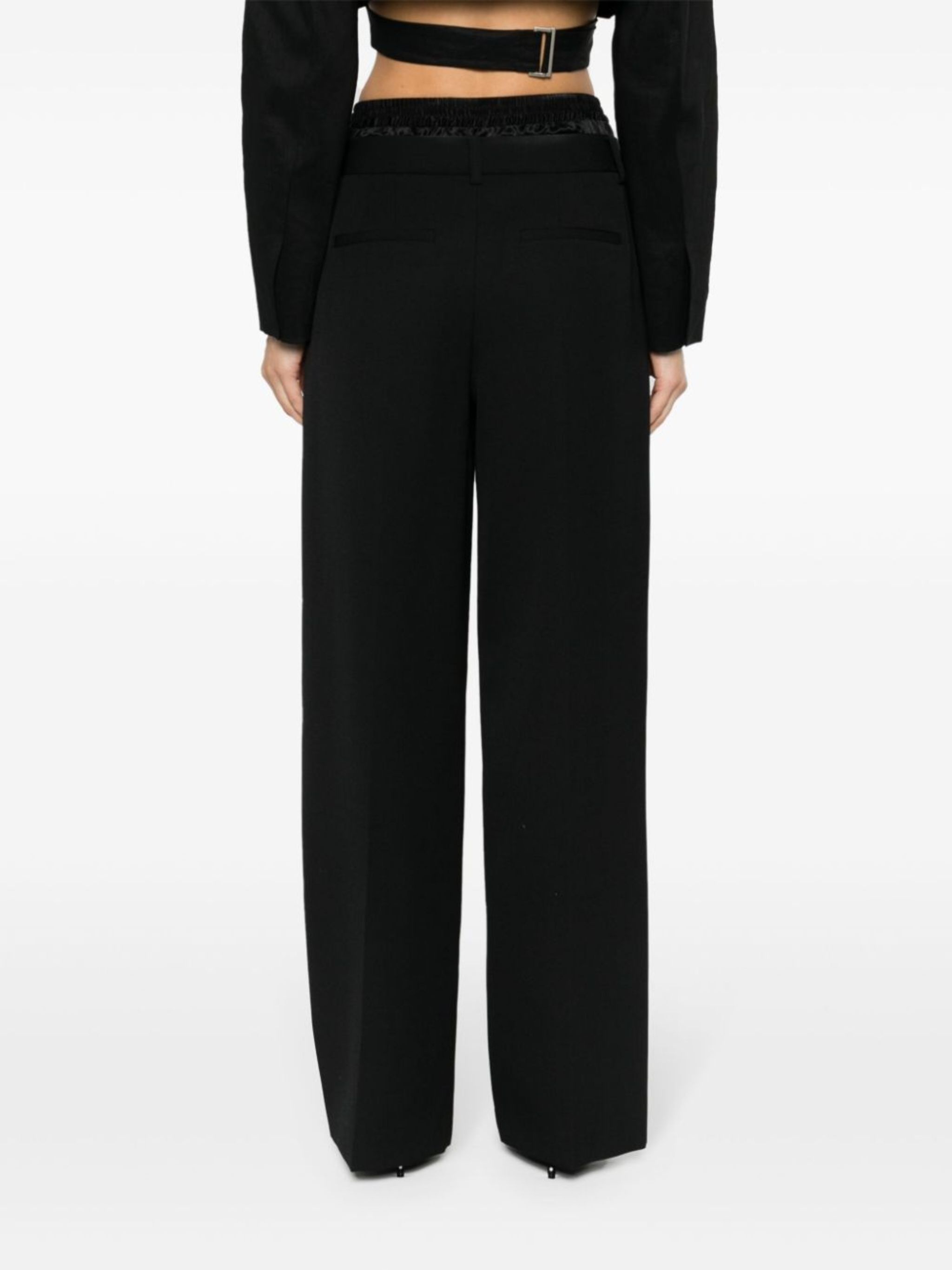 layered-design wool trousers - 4