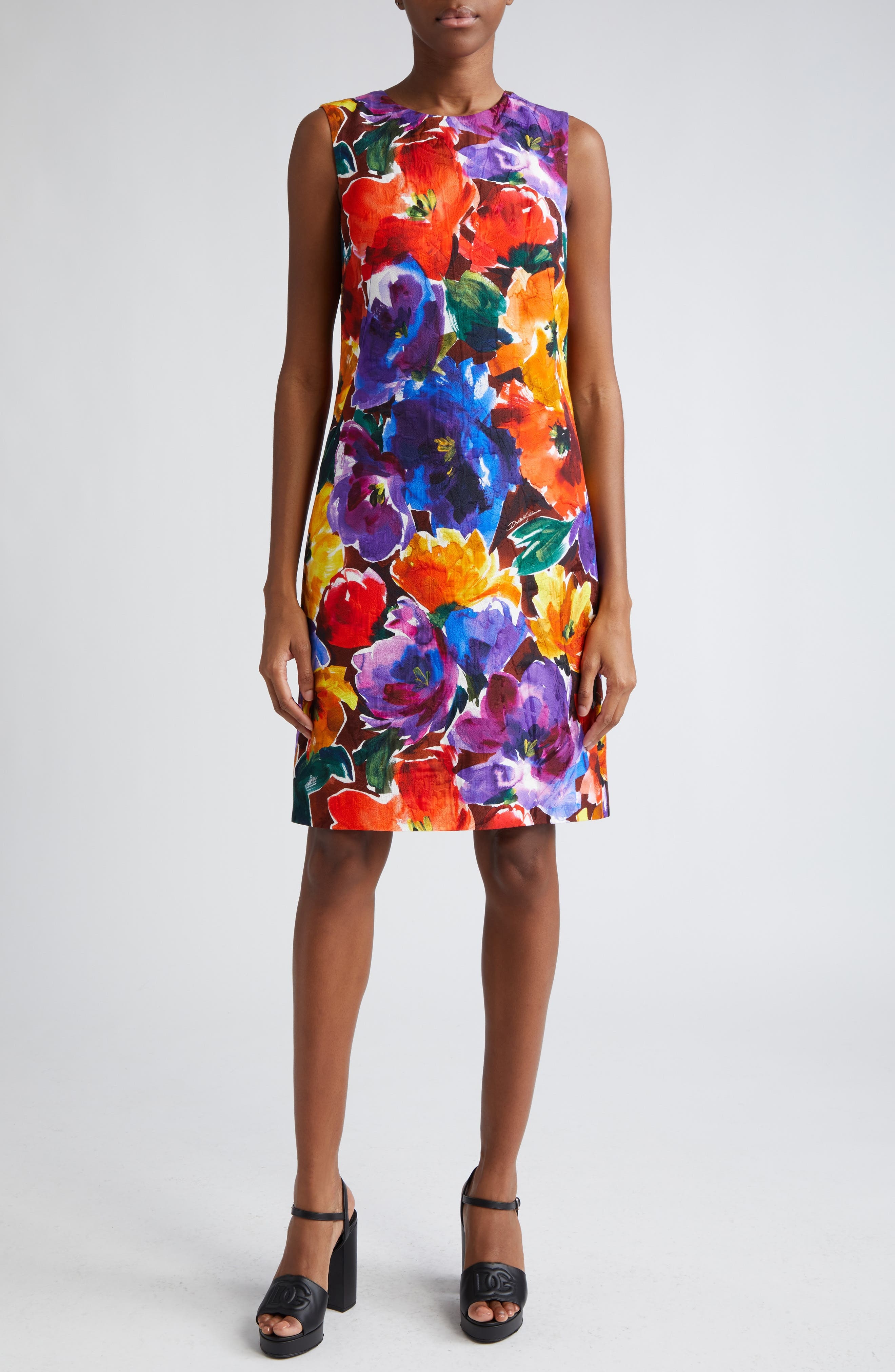 Abstract Floral Print Sleeveless Sheath Dress in Hm4Yefiori Astr. f.marrone - 1