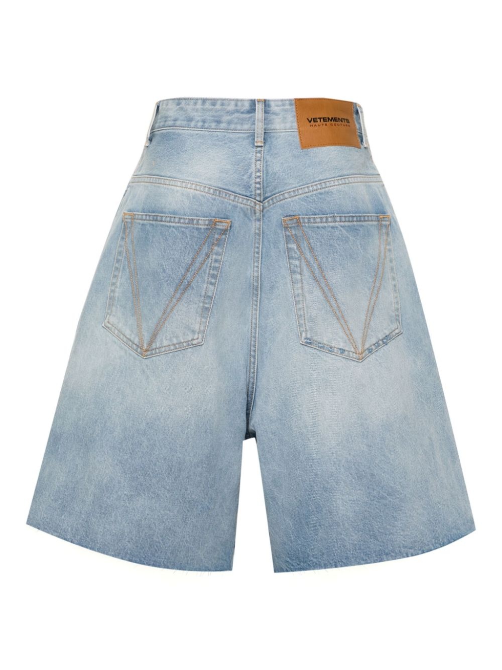 mid-rise wide-leg denim shorts - 2