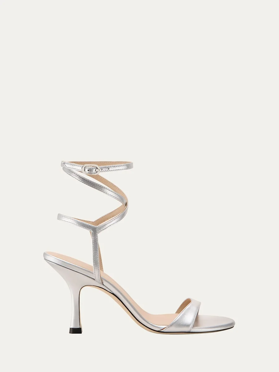Nudist Metallic Ankle-Wrap Sandals - 1