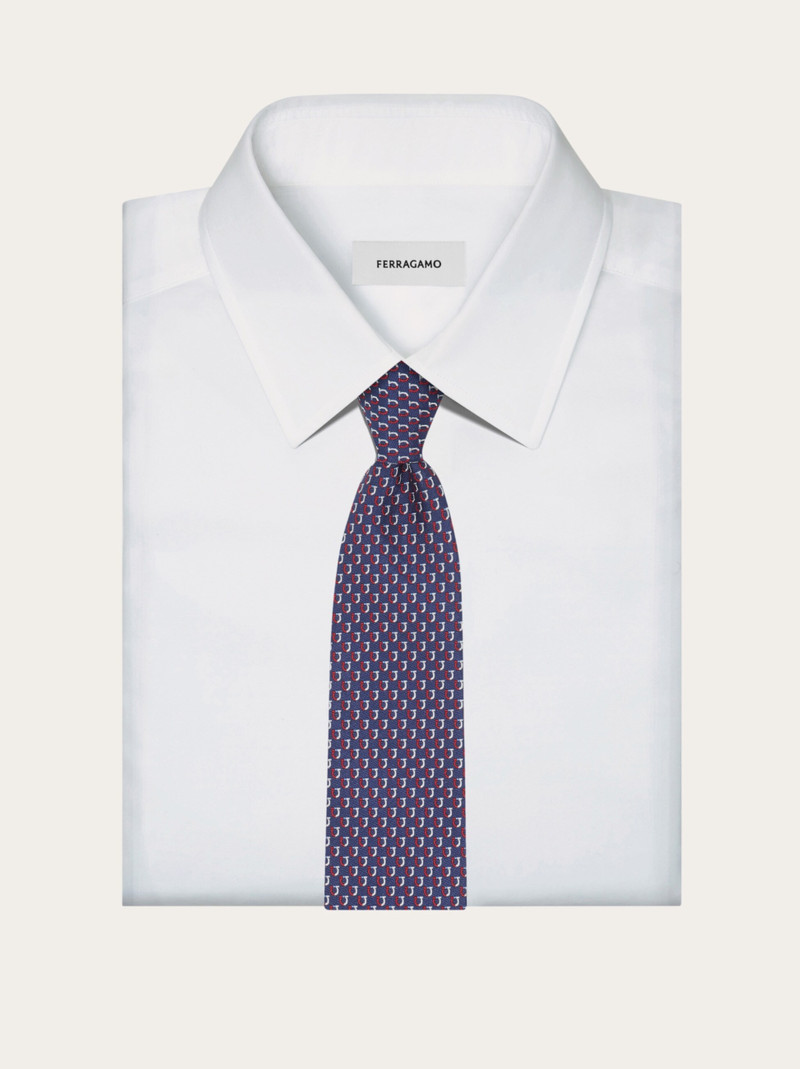 Bicolor Gancini jacquard tie 4