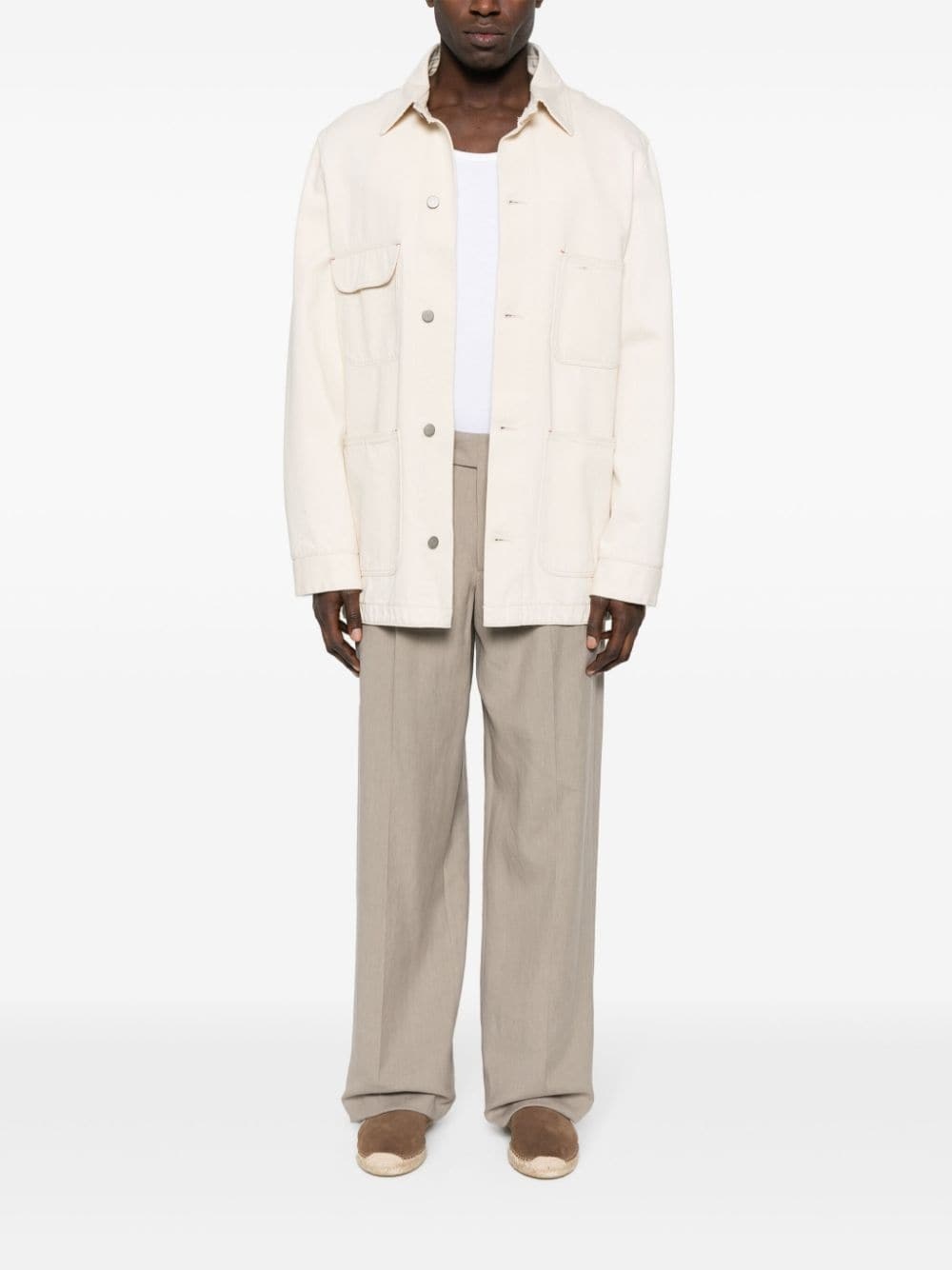 linen straight-leg trousers - 2