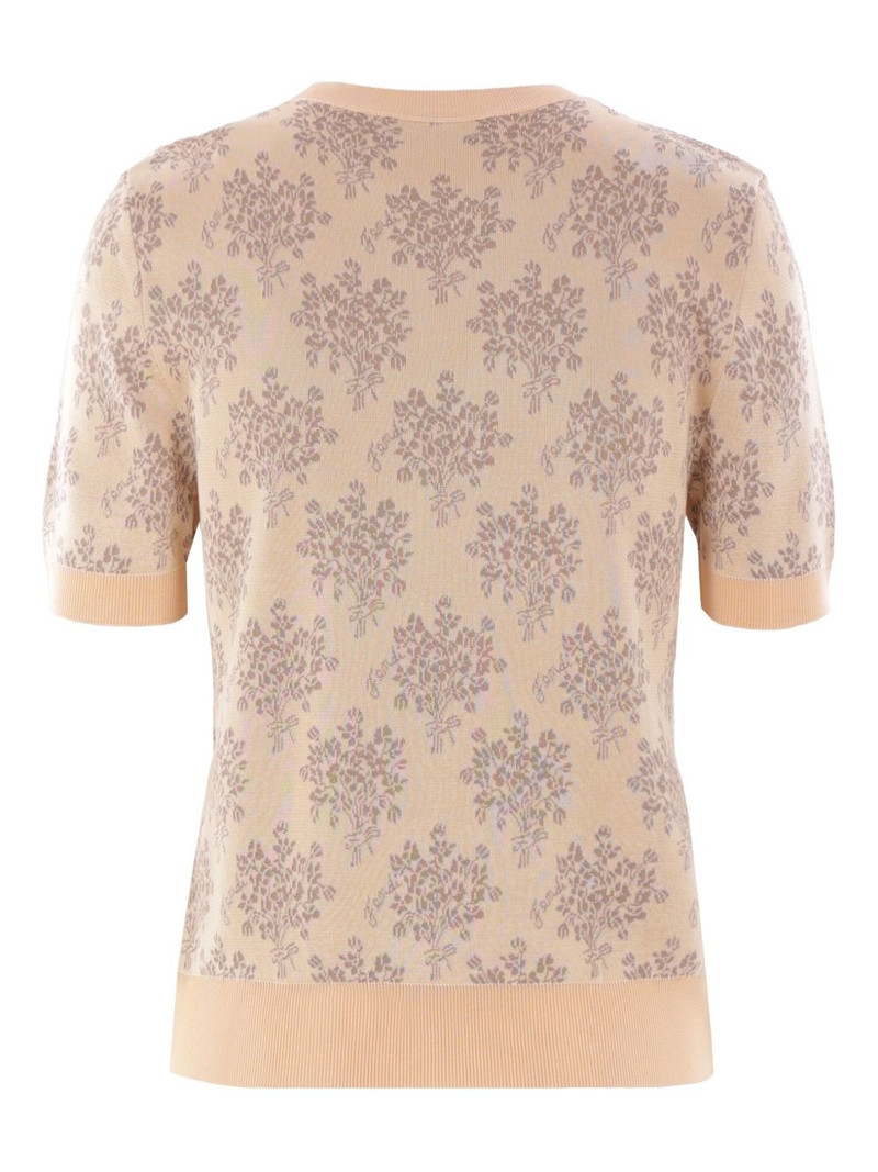 FENDI floral-jacquard cropped sweater outlook