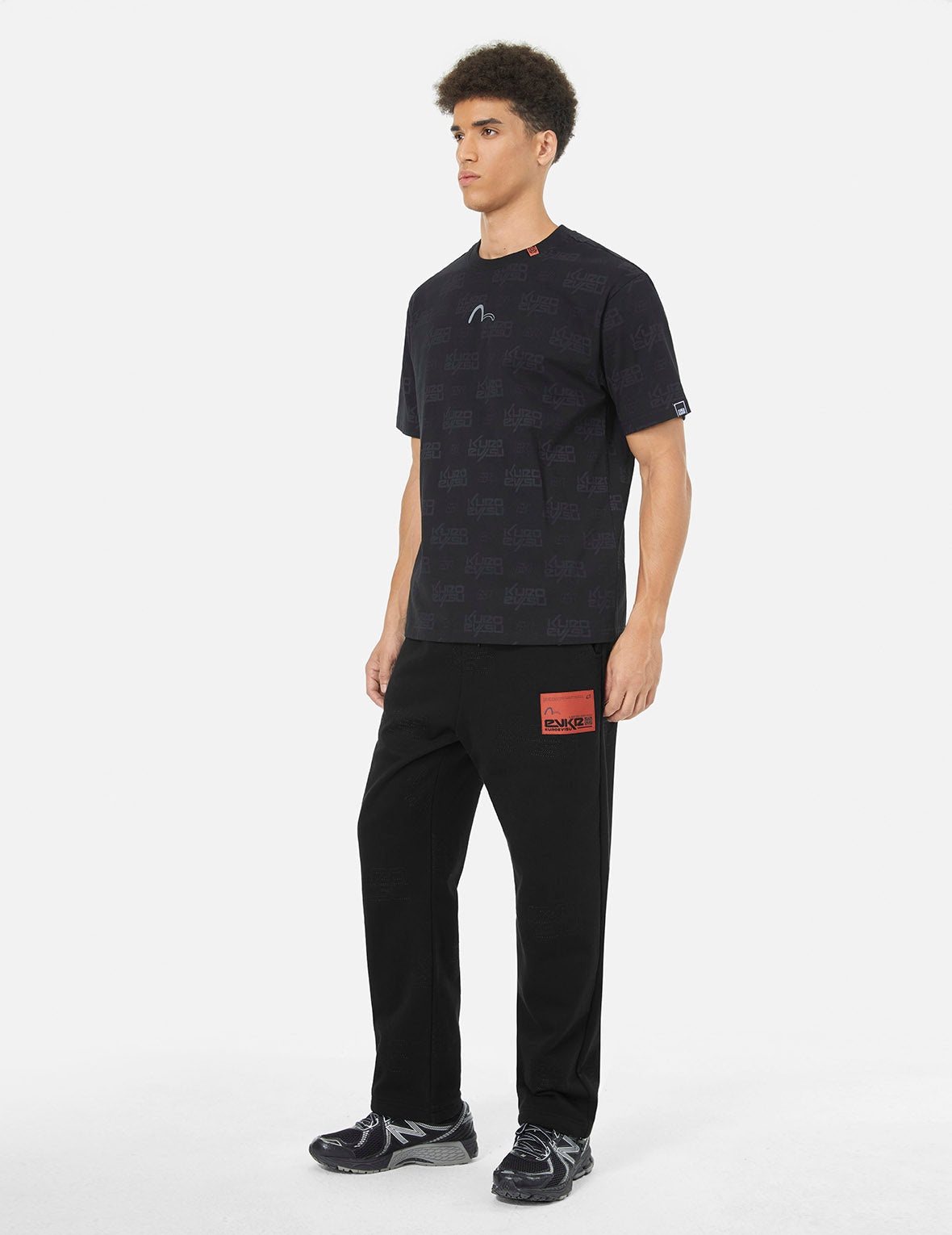 Allover Logo Stitching Regular Fit Quilting Sweatpants - 3