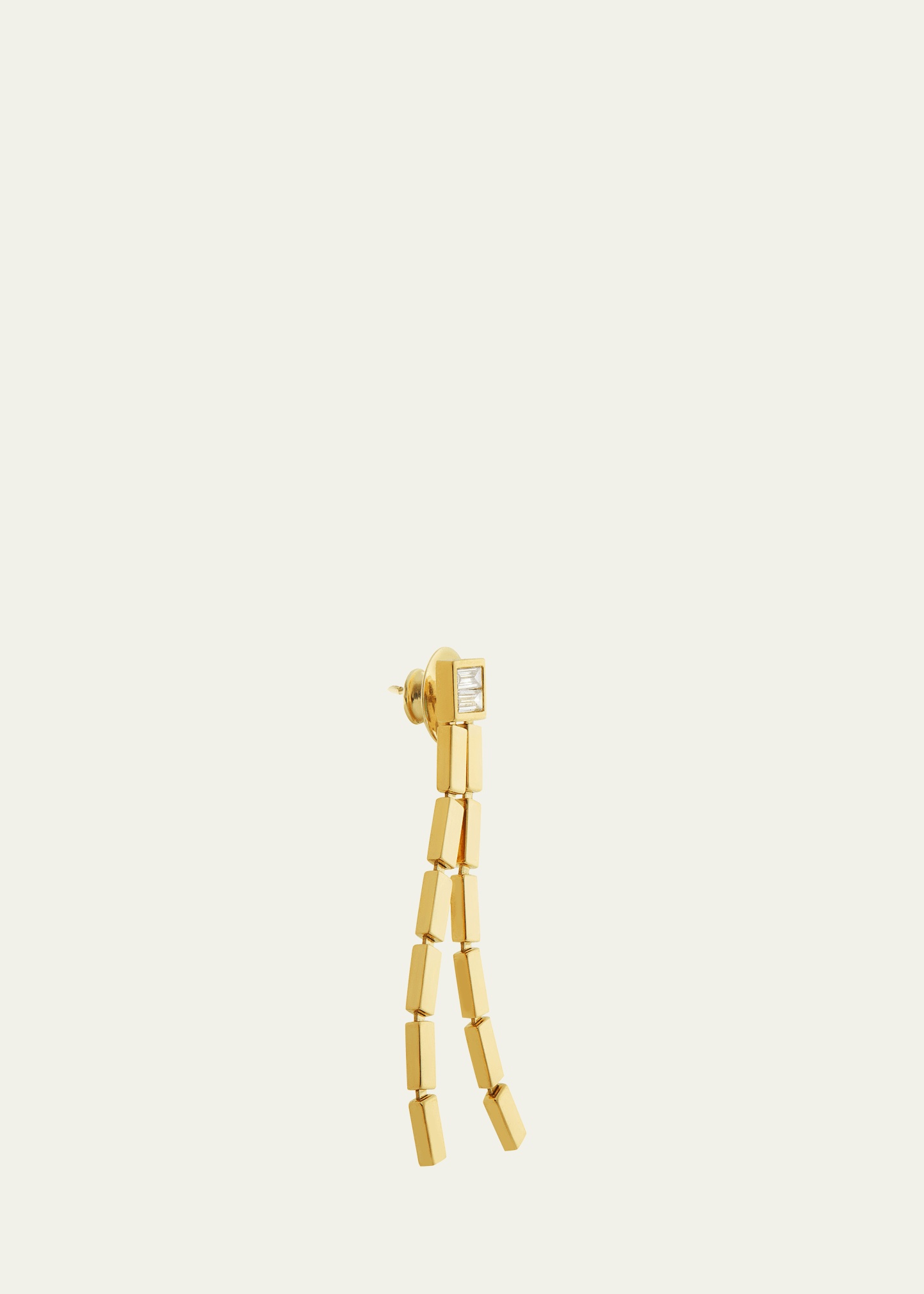 18K Yellow Gold Double Waterfall Earrings with Baguette Diamonds - 2